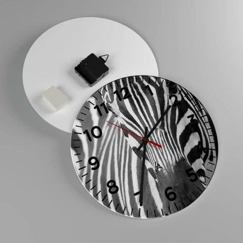 Wall clock - Clock on glass - World Is Black and White - 30x30 cm