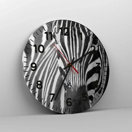 Wall clock - Clock on glass - World Is Black and White - 30x30 cm