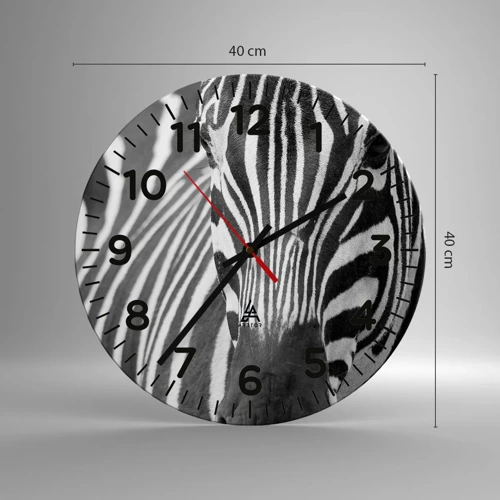 Wall clock - Clock on glass - World Is Black and White - 40x40 cm