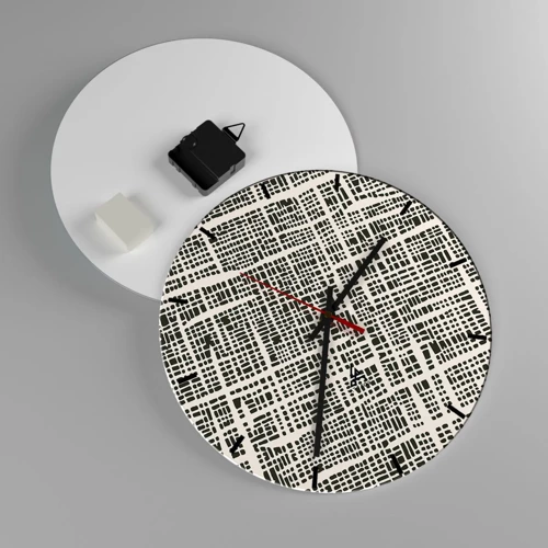 Wall clock - Clock on glass - Woven Composition - 30x30 cm