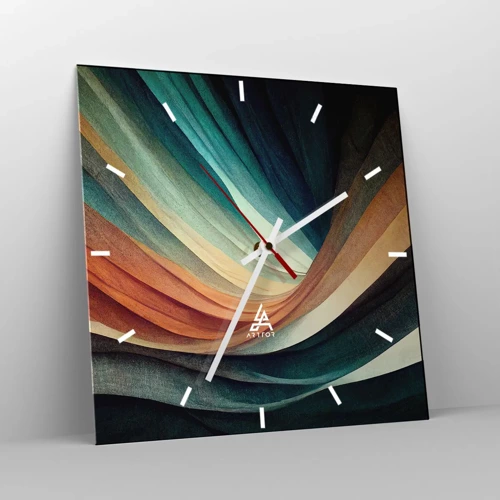 Wall clock - Clock on glass - Woven from Colours - 40x40 cm
