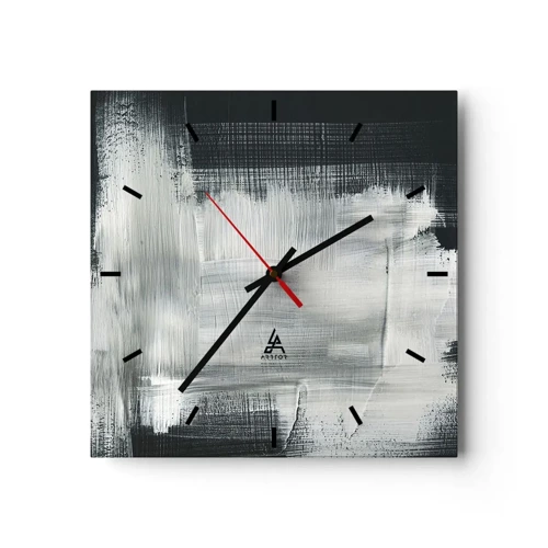 Wall clock - Clock on glass - Woven from the Vertical and the Horizontal - 30x30 cm