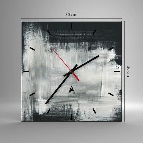 Wall clock - Clock on glass - Woven from the Vertical and the Horizontal - 30x30 cm