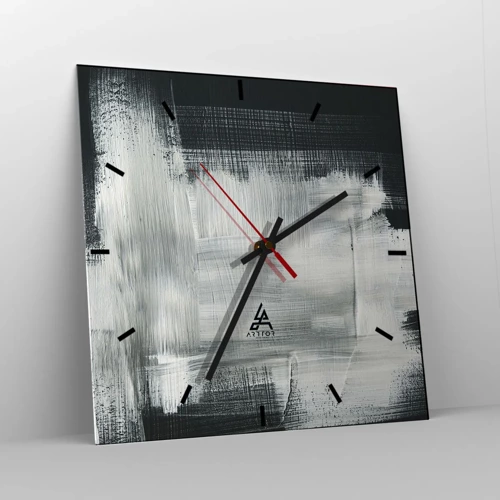Wall clock - Clock on glass - Woven from the Vertical and the Horizontal - 30x30 cm