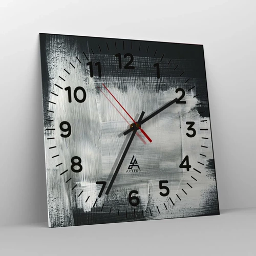 Wall clock - Clock on glass - Woven from the Vertical and the Horizontal - 40x40 cm