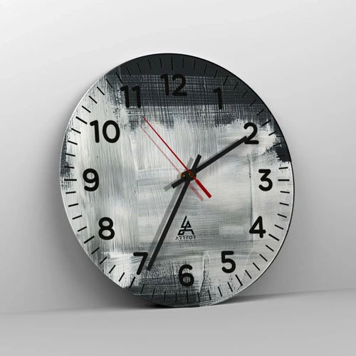 Wall clock - Clock on glass - Woven from the Vertical and the Horizontal - 40x40 cm