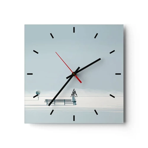 Wall clock - Clock on glass - Yes, I Am Waiting - 30x30 cm