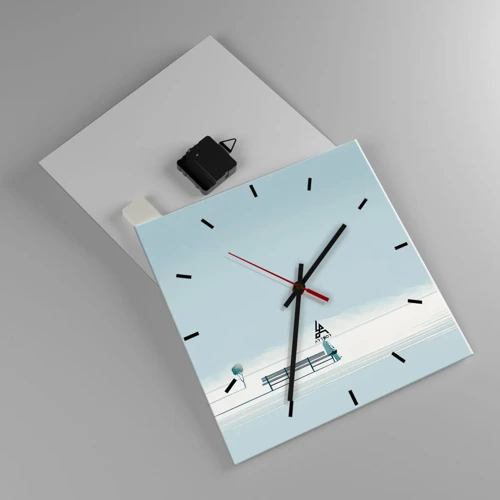 Wall clock - Clock on glass - Yes, I Am Waiting - 30x30 cm