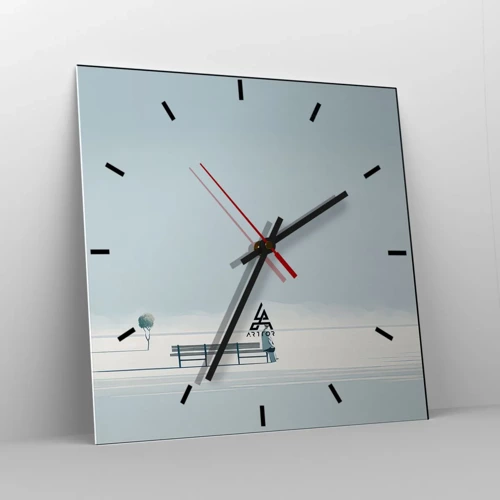 Wall clock - Clock on glass - Yes, I Am Waiting - 30x30 cm