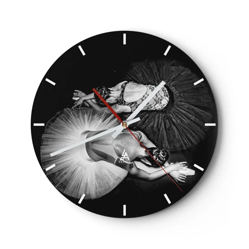 Wall clock - Clock on glass - Yin and Yang - Ideal Balance - 30x30 cm