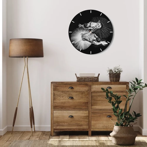 Wall clock - Clock on glass - Yin and Yang - Ideal Balance - 30x30 cm