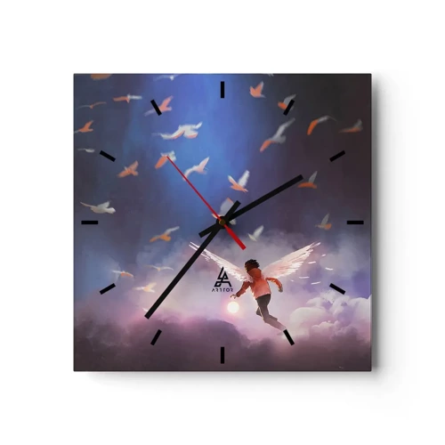 Wall clock - Clock on glass - You Need to Have Imagination and Courage - 30x30 cm