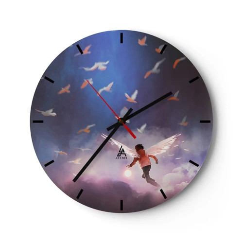 Wall clock - Clock on glass - You Need to Have Imagination and Courage - 30x30 cm