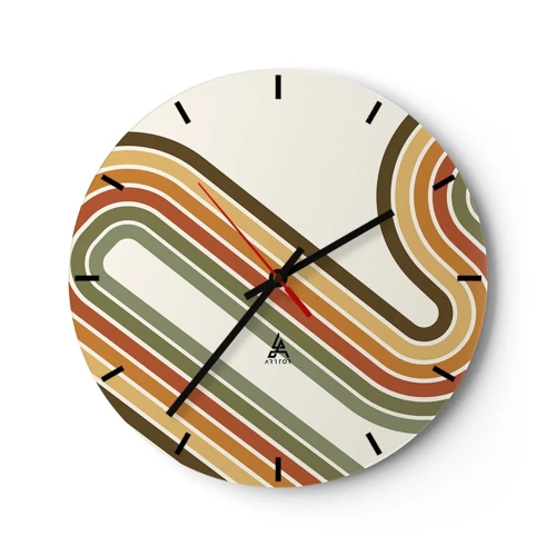 Wall clock - Clock on glass - Zigzaging towards the Goal - 30x30 cm