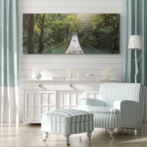 Canvas picture - Azure Water in Azure Forest - 100x40 cm