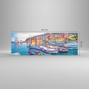 Glass picture - Colourful Evening in a Port - 90x30 cm