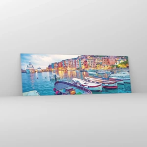 Glass picture - Colourful Evening in a Port - 90x30 cm