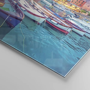 Glass picture - Colourful Evening in a Port - 90x30 cm