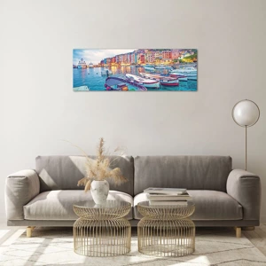 Glass picture - Colourful Evening in a Port - 90x30 cm