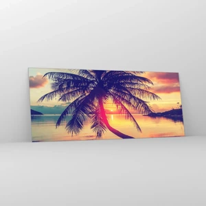 Glass picture - Evening under the Palm Trees - 120x50 cm