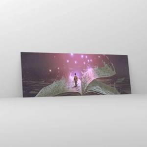 Glass picture - Invitation to Another World -Read It! - 140x50 cm