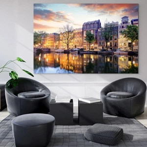 Glass picture - Reserved and Calm Dutch Beaty - 100x70 cm