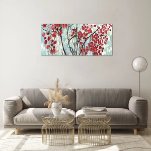 Glass picture - Tree in Scarlet - 100x40 cm