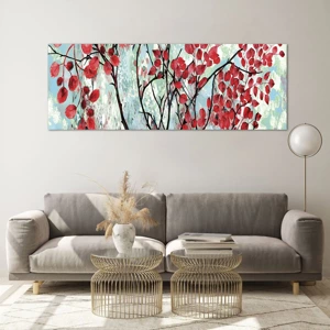 Glass picture - Tree in Scarlet - 140x50 cm