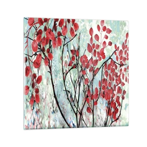 Glass picture - Tree in Scarlet - 30x30 cm