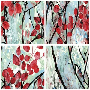 Glass picture - Tree in Scarlet - 30x30 cm