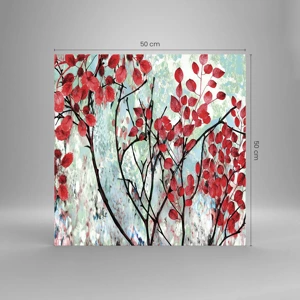 Glass picture - Tree in Scarlet - 50x50 cm