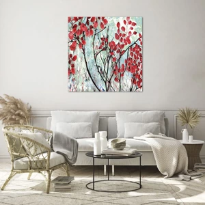 Glass picture - Tree in Scarlet - 50x50 cm