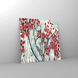 Glass picture - Tree in Scarlet - 60x60 cm