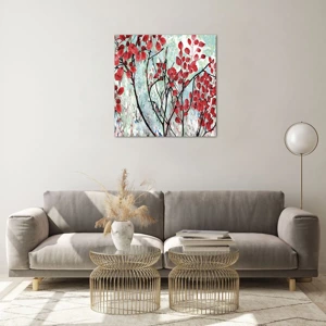 Glass picture - Tree in Scarlet - 60x60 cm