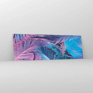 Glass picture - Tropics in Pink and Blue - 90x30 cm