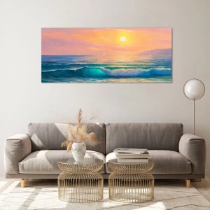 Glass picture - Turquoise Song of the Waves - 120x50 cm