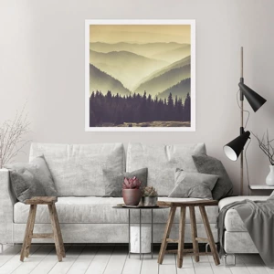 Poster - In a Faraway Land, Past the Mountains - 60x60 cm