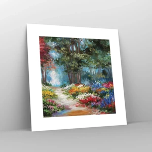 Poster - Wood Garden, Flowery Forest - 30x30 cm