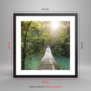 Poster in black frame - Azure Water in Azure Forest - 40x40 cm