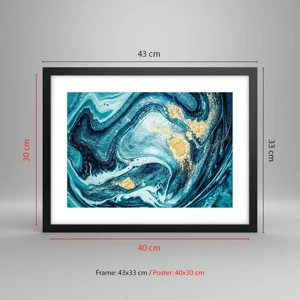 Poster in black frame - Blue Whirl - 40x30 cm