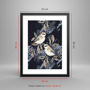 Poster in black frame - Blue and Yellow Chirp - 30x40 cm