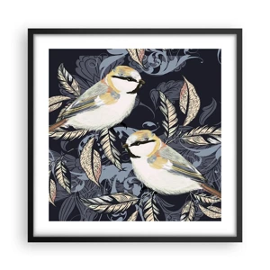 Poster in black frame - Blue and Yellow Chirp - 50x50 cm