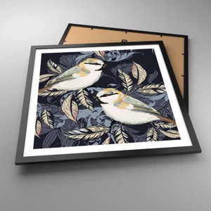 Poster in black frame - Blue and Yellow Chirp - 50x50 cm