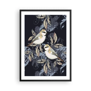 Poster in black frame - Blue and Yellow Chirp - 50x70 cm