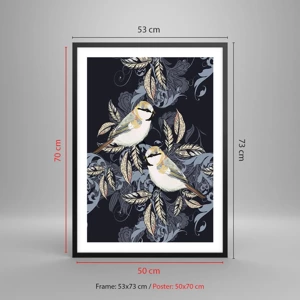 Poster in black frame - Blue and Yellow Chirp - 50x70 cm