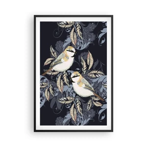 Poster in black frame - Blue and Yellow Chirp - 61x91 cm