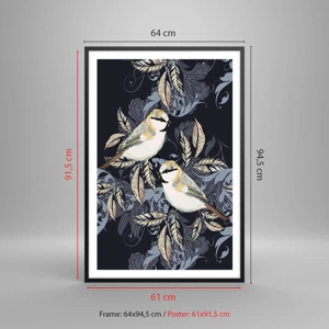 Poster in black frame - Blue and Yellow Chirp - 61x91 cm