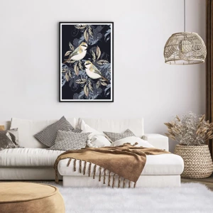 Poster in black frame - Blue and Yellow Chirp - 61x91 cm