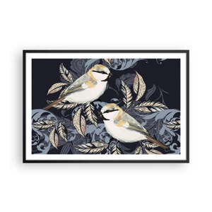 Poster in black frame - Blue and Yellow Chirp - 91x61 cm