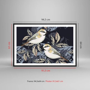 Poster in black frame - Blue and Yellow Chirp - 91x61 cm